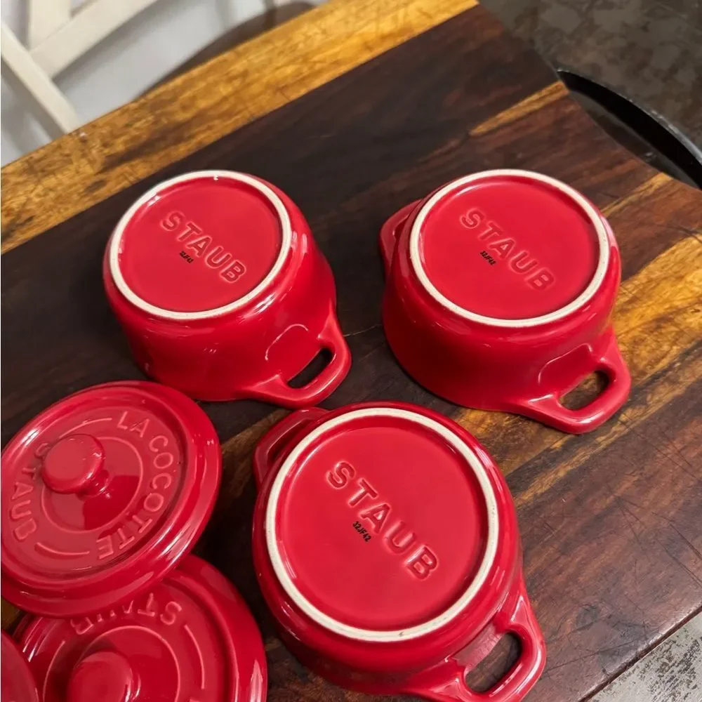 Staub Cherry Red Cocotte Trio